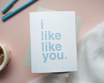 I Like Like You Card / Crush Card / Just Because Card / New Love Card / Love Note / Cute Love Card / Block Letter Card / Blank Inside