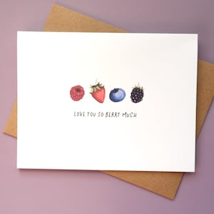 Ti amo così tanto Berry Much Biglietto di auguri / Biglietto Berry / Biglietto d'amore giocoso / Biglietto d'amore carino / Biglietto d'amore semplice / Biglietto d'amore / Biglietto vuoto