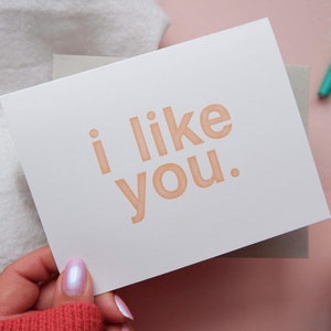 Ik vind je kaart / leuke vriend kaart / gewoon omdat kaart / nieuwe liefdeskaart / liefdesbrief / schattige liefdeskaart / blokletterkaart / blanco binnenin