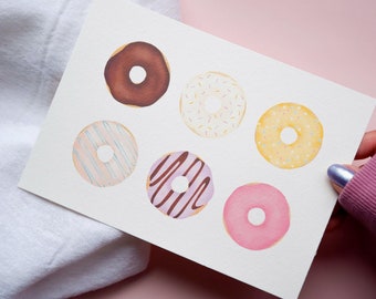 Assorted Doughnuts Art Print / Cute Food Art Print / Donut Art Print / Baked Goods Art Print Print / Food Art / Cute Donuts / 5x7, 8x10