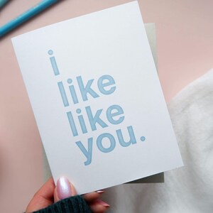 I Like Like You Card / Crush Card / Just Because Card / New Love Card / Love Note / Cute Love Card / Block Letter Card / Blank Inside image 2