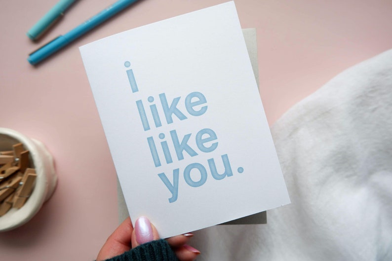 I Like Like You Card / Crush Card / Just Because Card / New Love Card / Love Note / Cute Love Card / Block Letter Card / Blank Inside image 2