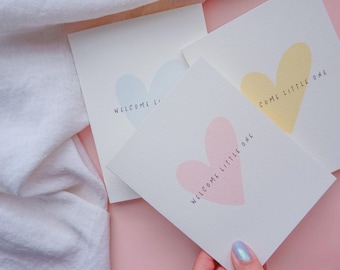 Welkom kleintje wenskaart / welkom babykaart / nieuwe babykaart / neutrale babykaart / babykaart / roze, blauw of geel / lege kaart