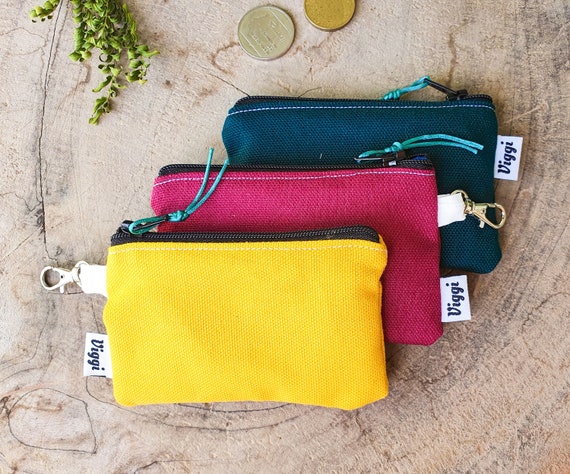 Key Pouch Canvas Coin Purse Solid Color Fabric Wallet Small
