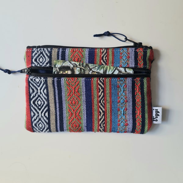 Fabric zipper wallet, stripes