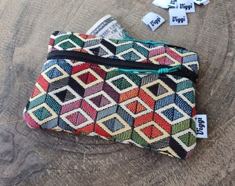 Coin purse men / vegan wallet upholstery / geometrical wallet