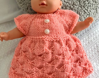 Dolls Dress Hand knitted Apricot To fit 12” doll