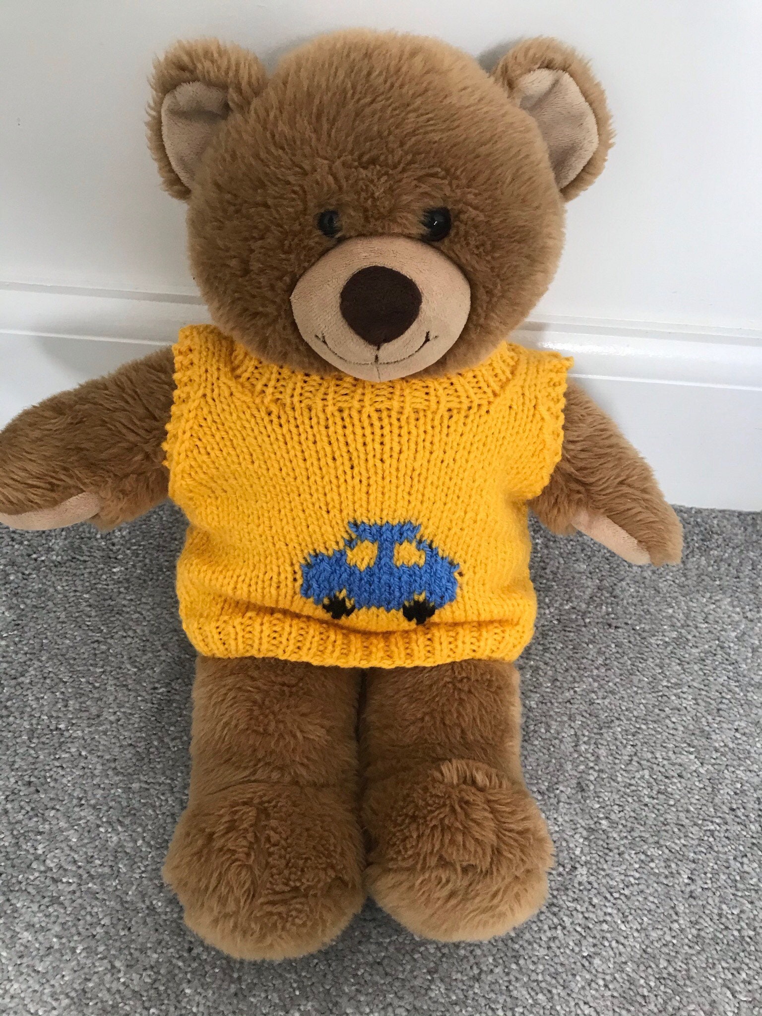 Teddy Bear Jumper Yellow with car motif | Etsy