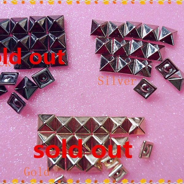 200pcs 8mm Plated Silver Square Rivet Pyramid Studs  for Cell Phone Deco Leather Craft Jean Button