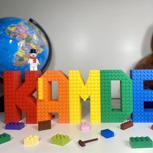 Nombre de ladrillo personalizado, letras personalizadas para decoración divertida de habitación infantil, exhibición de nombre única, decoración de habitación divertida, regalo de cumpleaños para niño de 5 años