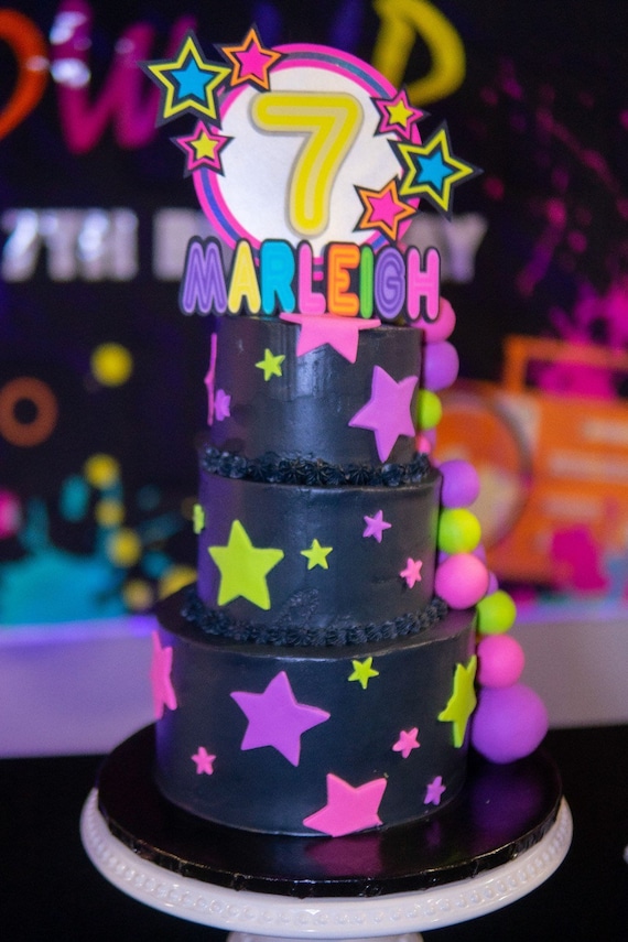 Glow in the Dark Cake Topper, Glow Birthday Party, Neon Birthday