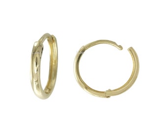 14k Gold Huggie Hoop Earring, 14k Solid Gold Tiny Hoops, Click Hoops, Gold Cartilage Hoop Earring, Body Piercing