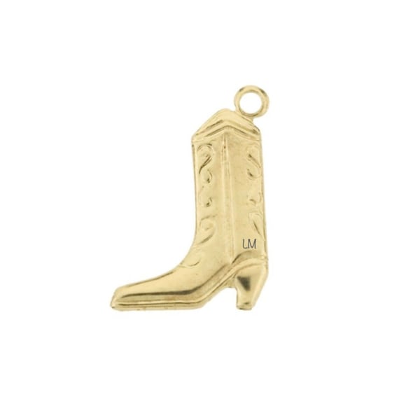 14k Gold Cowboy Boots Charm, Real Gold Charms, Tiny Gold Charms, Gold Filled Charms, Sterling Silver Charms