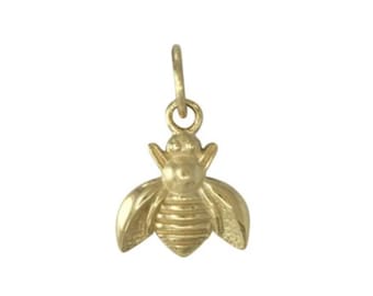 14k Gold Bee Charms, Gold Bug Charm, Solid 14k Gold Insect Charms, 14k Gold Charms