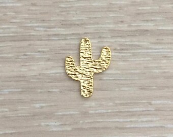 desert wild west cacti 18k rose gold over 925 sterling silver mini cactus plant pot pendant Small shiny rose goldCactus Charm vermeil