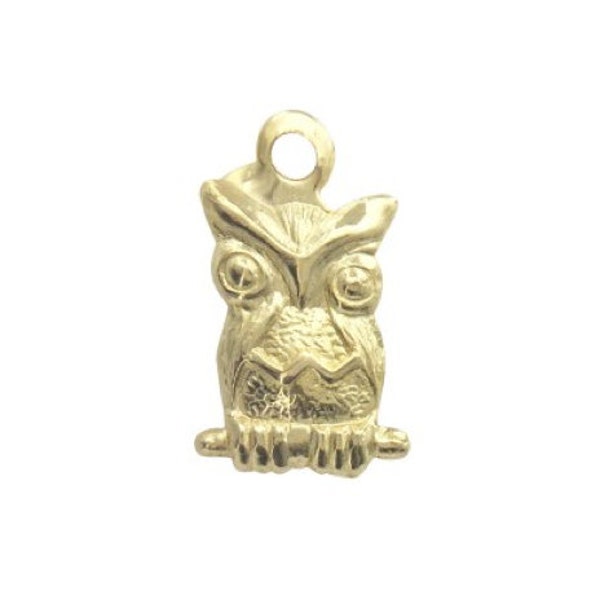 14k Gold Owl Charms, Gold Charms, Solid 14k Gold Charms, Owl Charms, Gold Filled Charms