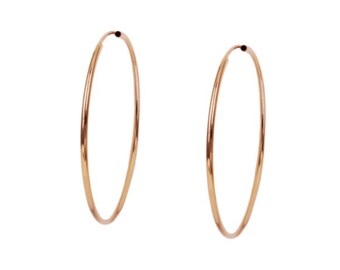 Rose Gold Filled Hoop Earring, Large Hoops, Thin Endless Hoops, 14k Gold Filled Hoops, 50mm, 65mm, 85mm Hoops