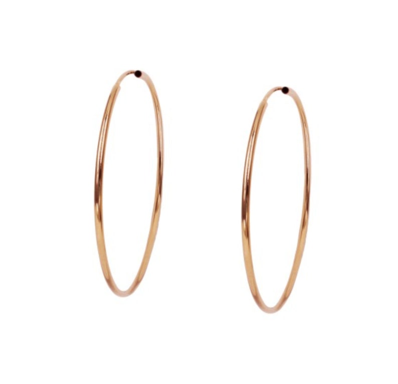 Rose Gold Filled Hoop Earring, Large Hoops, Thin Endless Hoops, 14k Gold Filled Hoops, 50mm, 65mm, 85mm Hoops image 1