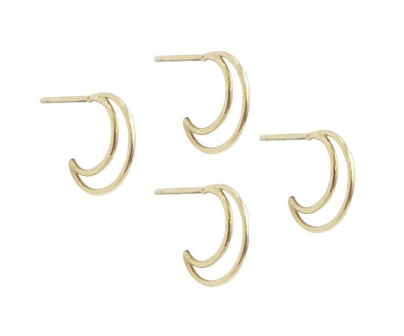 Cartilage Earring 14k Gold Crescent Moon Earring Tiny Hoop Stud Earring MInimalist Jewelry