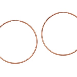Rose Gold Filled Hoop Earring, Large Hoops, Thin Endless Hoops, 14k Gold Filled Hoops, 50mm, 65mm, 85mm Hoops image 3