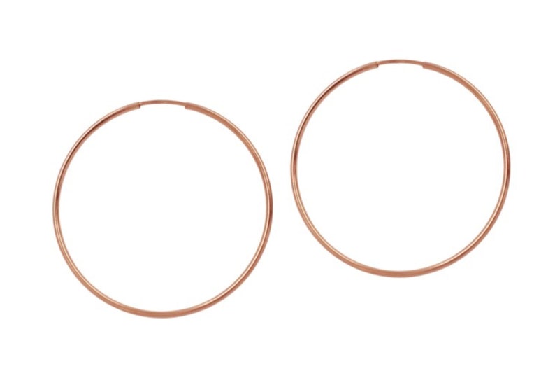 Rose Gold Filled Hoop Earring, Large Hoops, Thin Endless Hoops, 14k Gold Filled Hoops, 50mm, 65mm, 85mm Hoops image 3