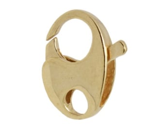 Vermeil Gold Wide Oval Trigger Lobster Clasp, Sterling Silver Lobster Clasp, 14x9mm, Gold Clasp