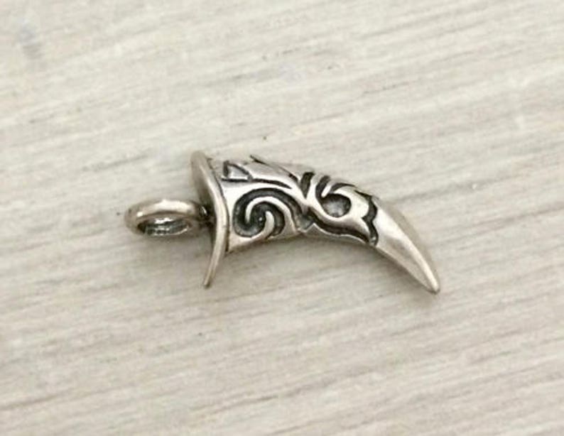 Silver Horn Tusk Silver Charms 1 pc 925 Sterling Silver Horn Charm