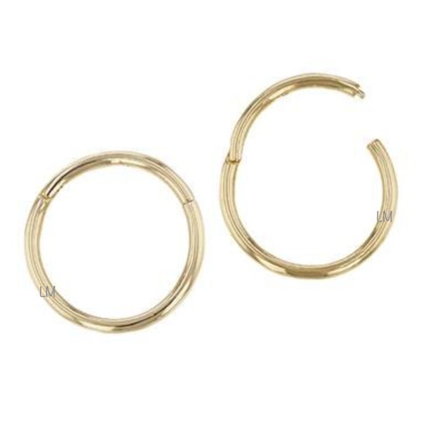 14k Gold Smooth Segment Clicker Hoop Earring, 14k Gold Nose Ring, Cartilage Hoop Earring, Daith, Body Piercing