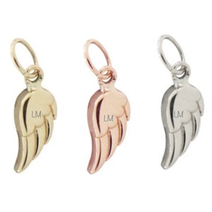 14k Gold Wing Charm, Real Gold Charms, Solid 14k Gold Charms, Gold Wings