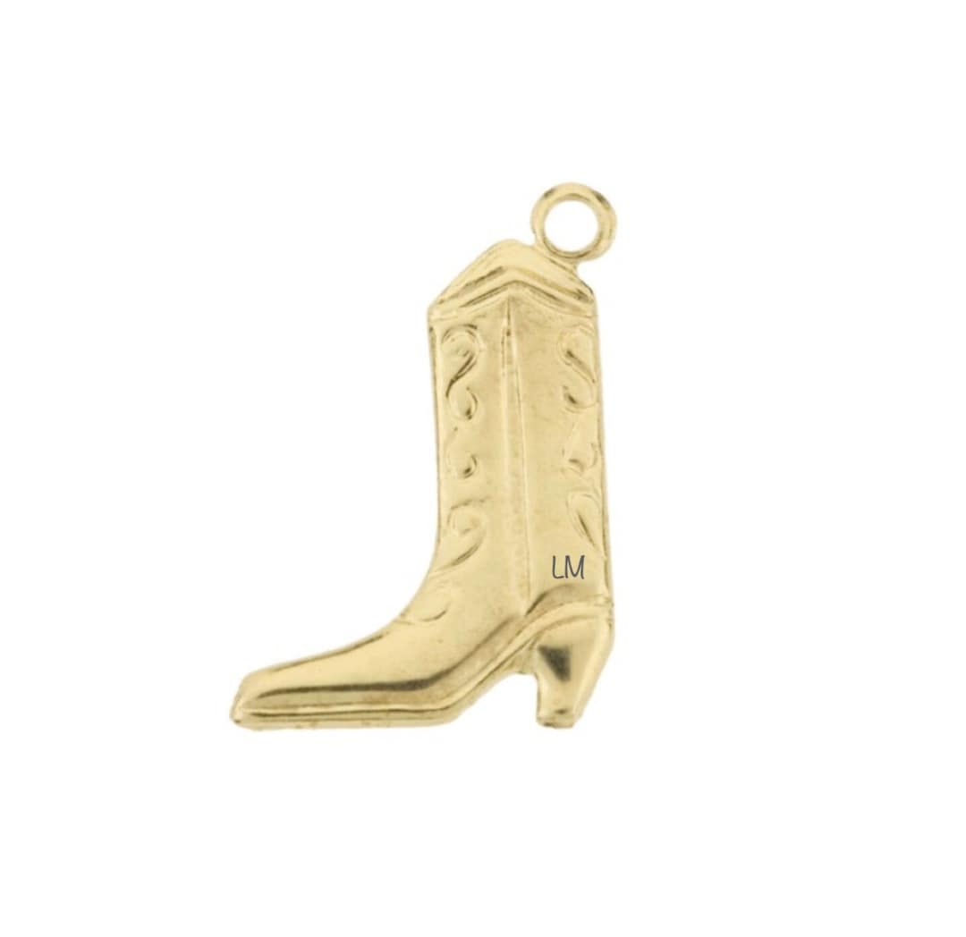 14k Gold Cowboy Boots Charm Real Gold Charms Tiny Gold Etsy Canada