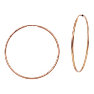 Rose Gold Filled Hoop Earring, Large Hoops, Thin Endless Hoops, 14k Gold Filled Hoops, 50mm, 65mm, 85mm Hoops image 2