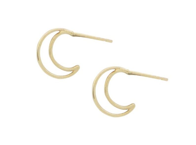 Cartilage Earring 14k Gold Crescent Moon Earring Tiny Hoop Stud Earring MInimalist Jewelry