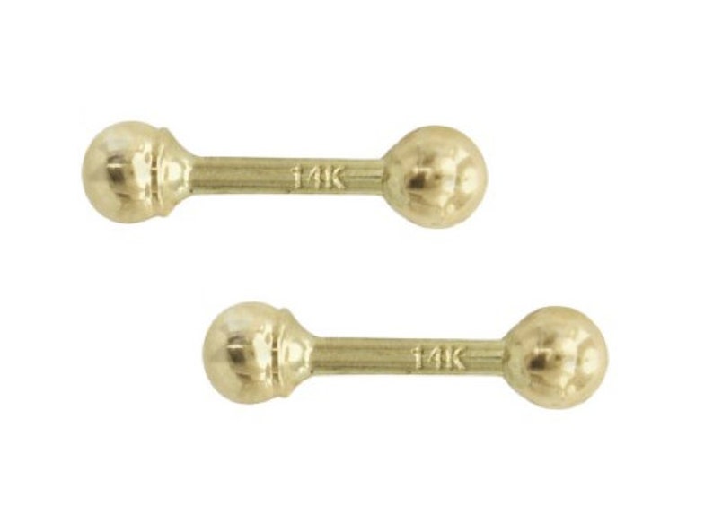 14K Gold Ball Stud Screw Back Earring 14k Gold Straight Etsy
