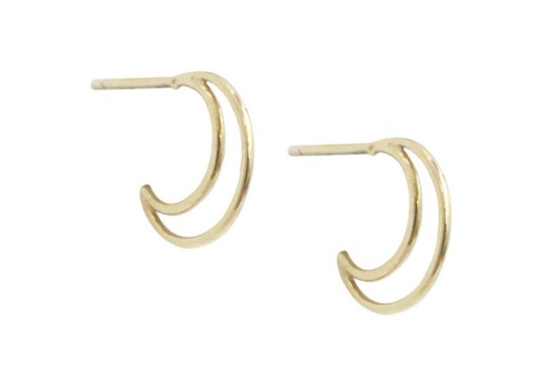 Cartilage Earring 14k Gold Crescent Moon Earring Tiny Hoop Stud Earring MInimalist Jewelry