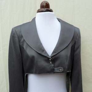 Womens UK 16 , US 12 , Eur 44 Upcycled Grey / Green Satin tailcoat