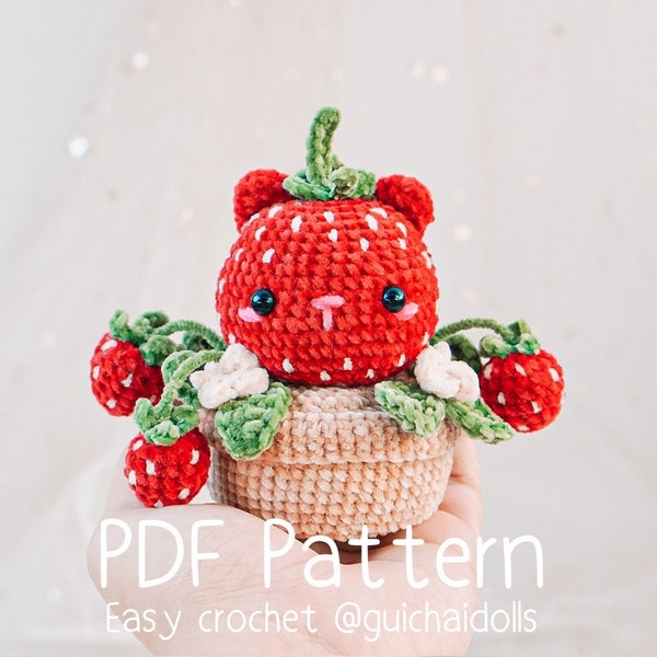 Strawberry Pot PDF Pattern, Easy Pattern (Amigurumi Pattern, Crochet Pattern, Photo Tutorial, How to)
