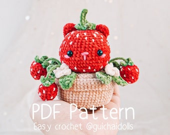 Strawberry Pot PDF Pattern, Easy Pattern (Amigurumi Pattern, Crochet Pattern, Photo Tutorial, How to)