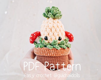 Pineapple Pot Amigurumi Crochet Pattern, Easy Photo Tutorial (PDF Pattern)