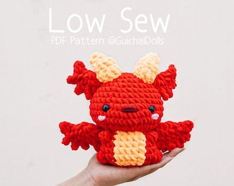 Low Sew, Little Dragon PDF Pattern (Amigurumi Pattern, Crochet Pattern, Photo Tutorial, How to)