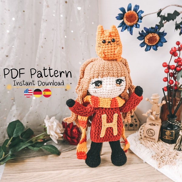 Sorcière Hermione (motif Amigurumi, tutoriel photo, motif au crochet, poupées Guichai)