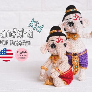 Crochet Doll Pattern Ganesha Kid Guichai Dolls Pattern, Amigurumi, Photo Tutorial image 1