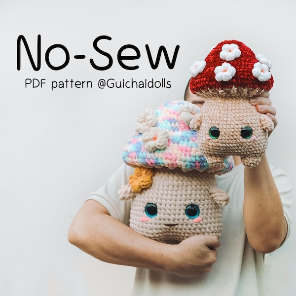 No-Sew Sweet Mushroom, PDF Pattern (Amigurumi, Crochet, Photo Tutorial, How to) Instant Download