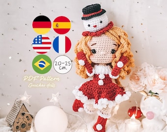 Christmas Girl Santy Crochet Pattern (Amigurumi Pattern, Photo Tutorial, PDF Pattern)