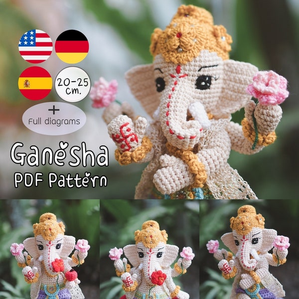 Modèle de poupée au crochet - Lord Ganesha (Modèle de poupées Guichai, Amigurumi, tutoriel photo)