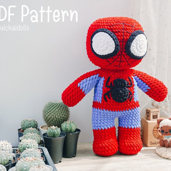 Low Sew, Hero Spider Chibi PDF Pattern (Amigurumi Pattern, Crochet Pattern, Photo Tutorial, How to)