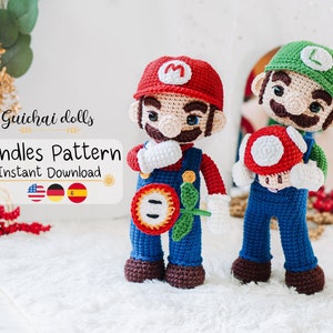 Plumber brothers M+L Crochet Pattern (Amigurumi, Crochet , Photo Tutorial)