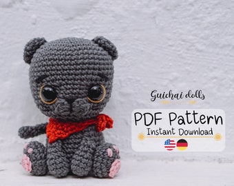 Scottish Fold Cat Crochet Pattern PDF – Photo Tutorial, Instant Download