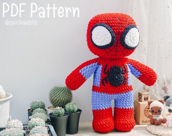 Low Sew, Hero Spider Chibi PDF Pattern (Amigurumi Pattern, Crochet Pattern, Photo Tutorial, How to)