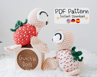 Strawberry Turtle Crochet Pattern PDF – Photo Tutorial, Instant Download