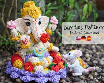 Special Price for 2 Pattern : Lord Ganesha + Musika, Crochet Doll Pattern (Guichai Dolls Pattern, Amigurumi) Tutorial